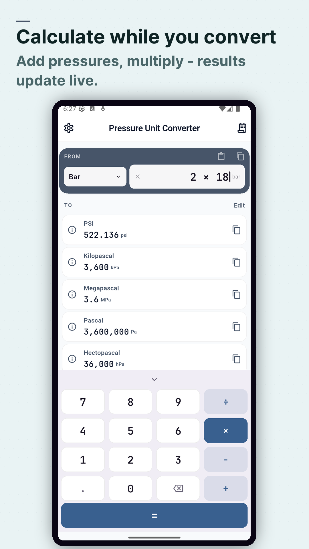 Screenshot Pressure Converter