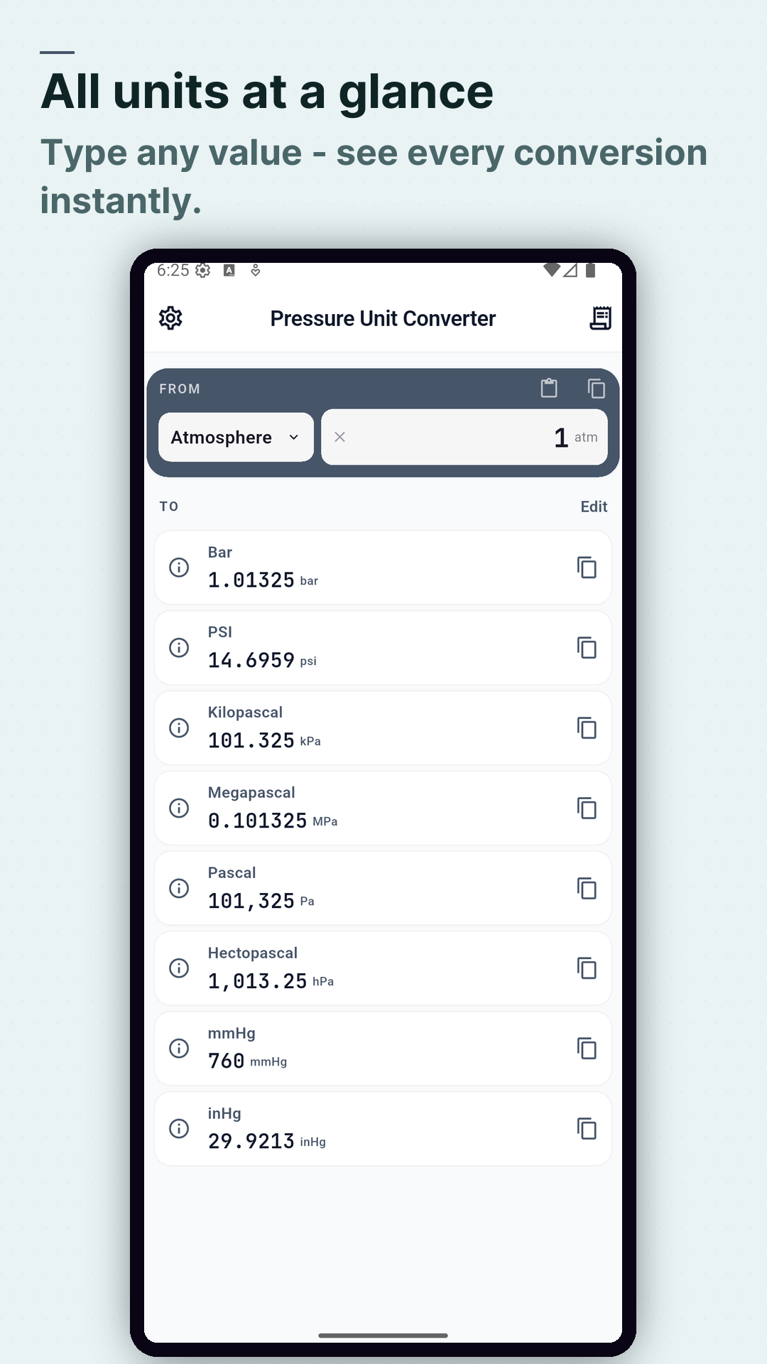 Screenshot Pressure Converter