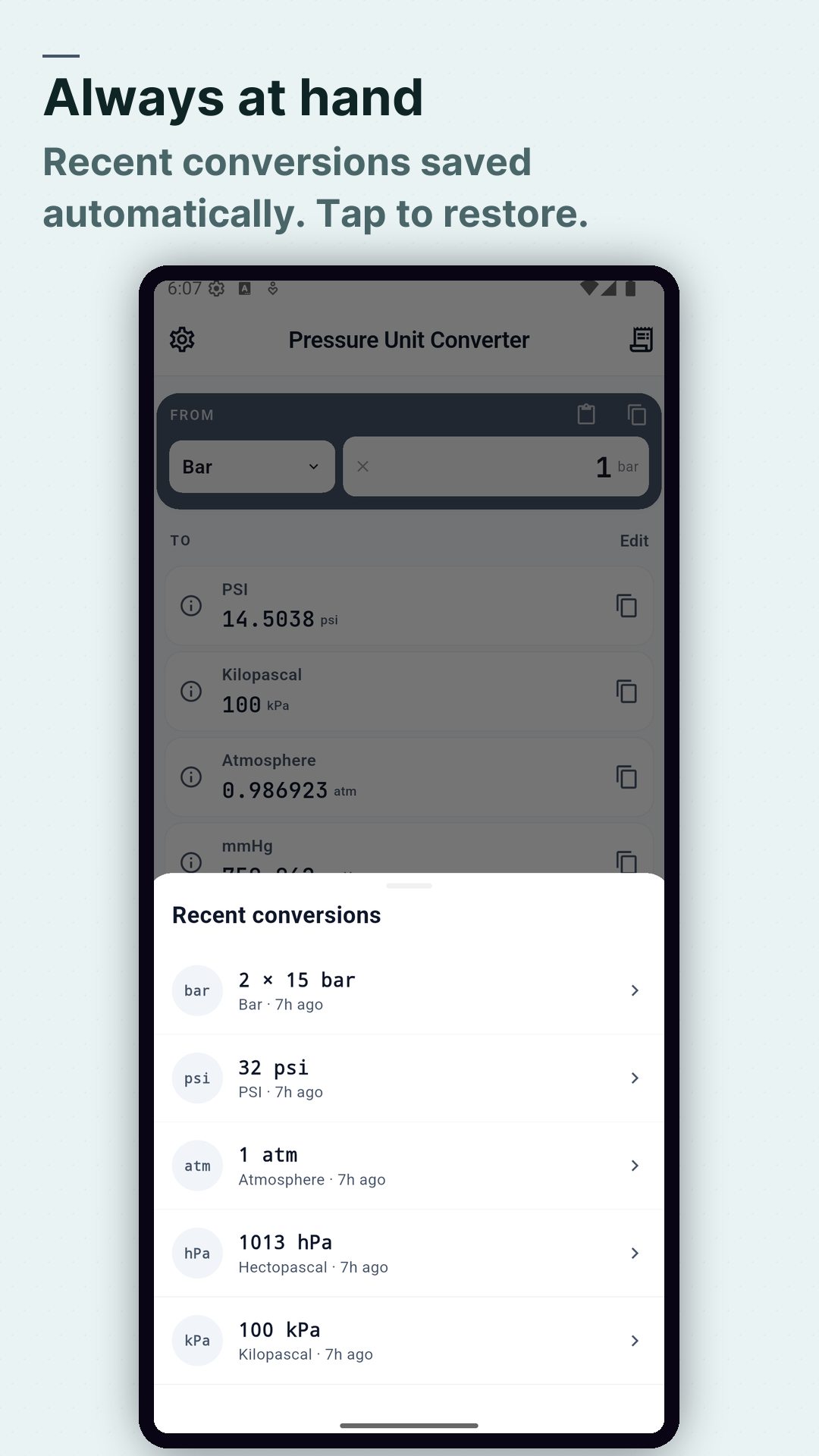 Screenshot Pressure Converter