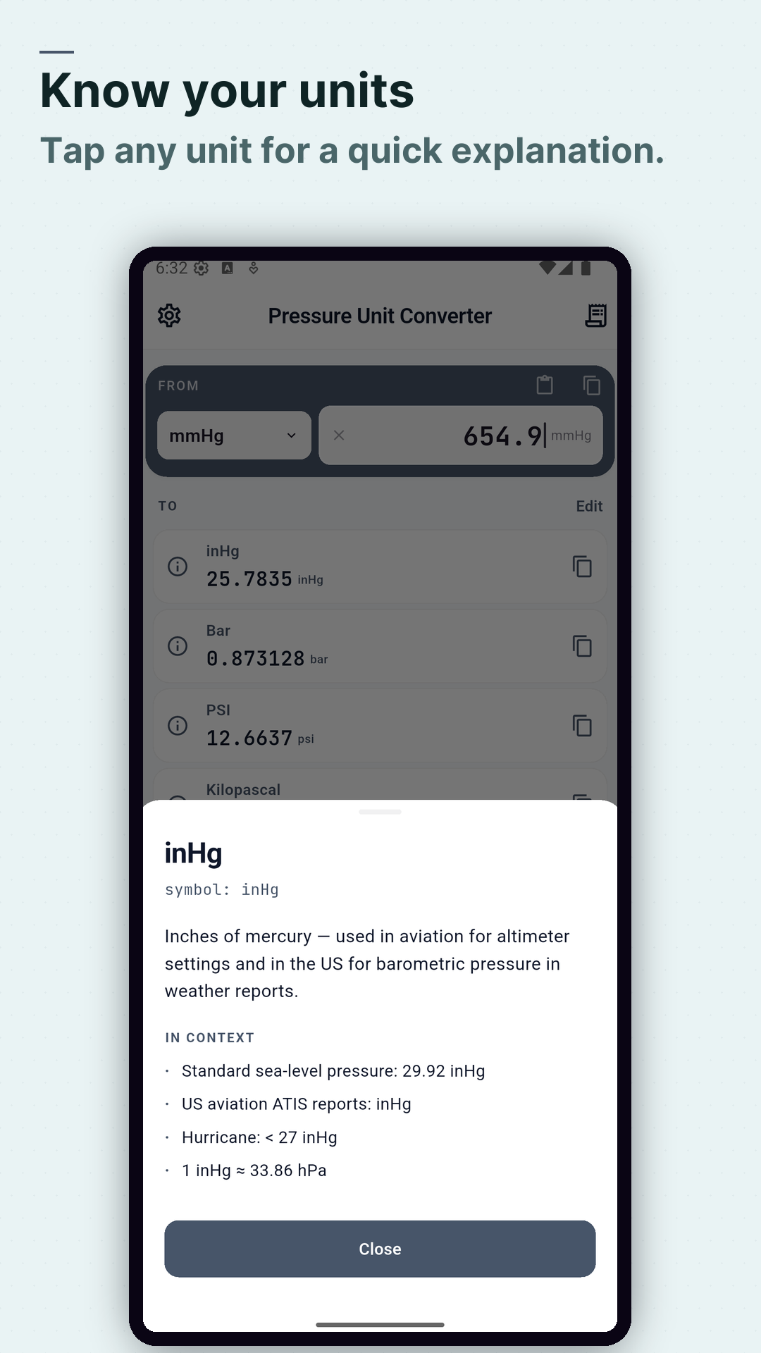 Screenshot Pressure Converter