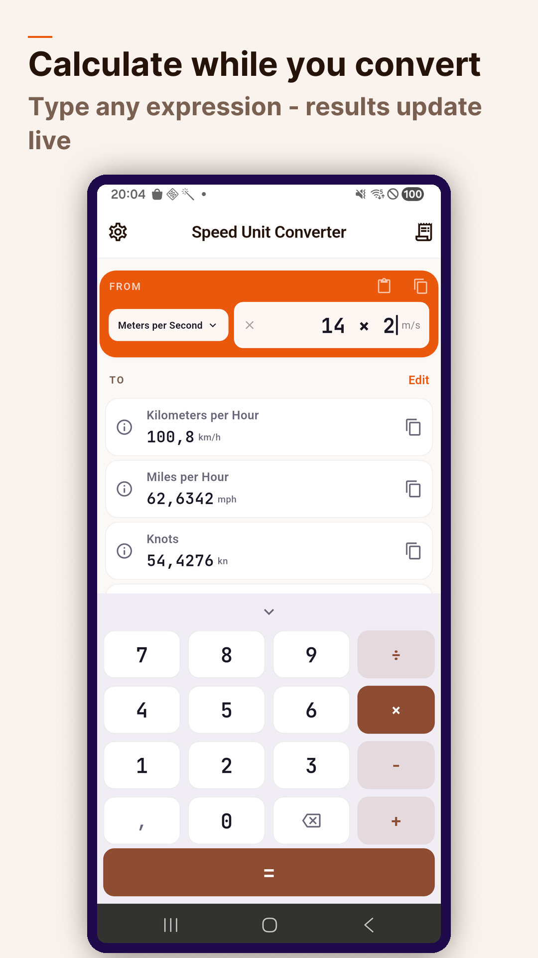 Screenshot Speed Unit Converter