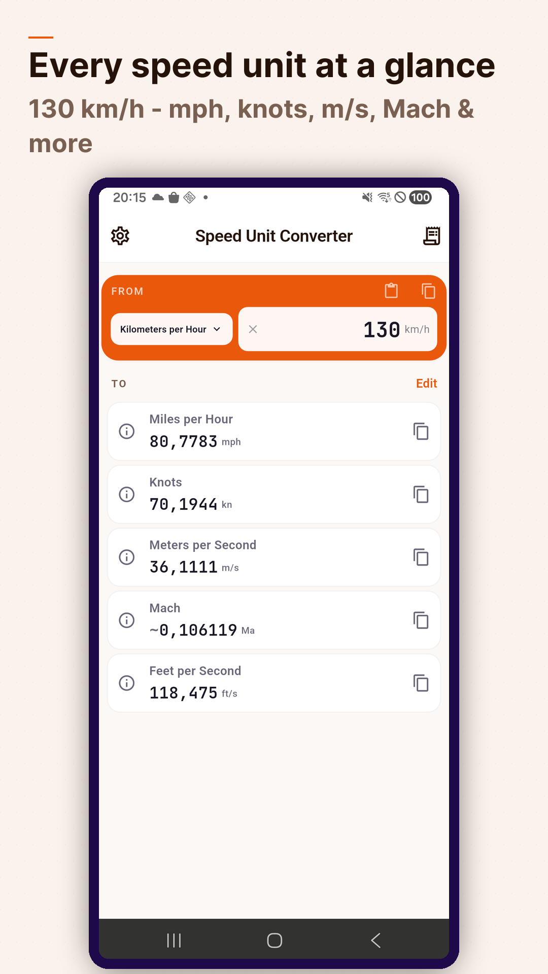 Screenshot Speed Unit Converter