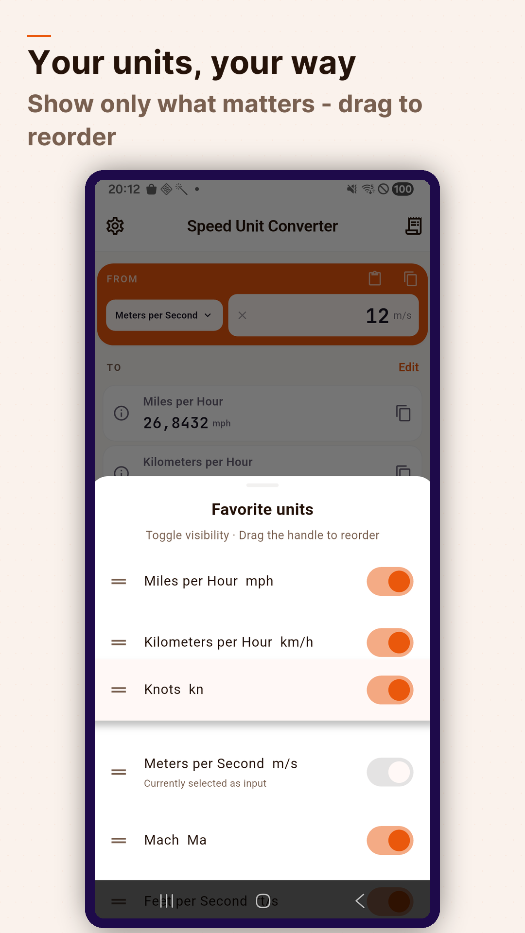 Screenshot Speed Unit Converter