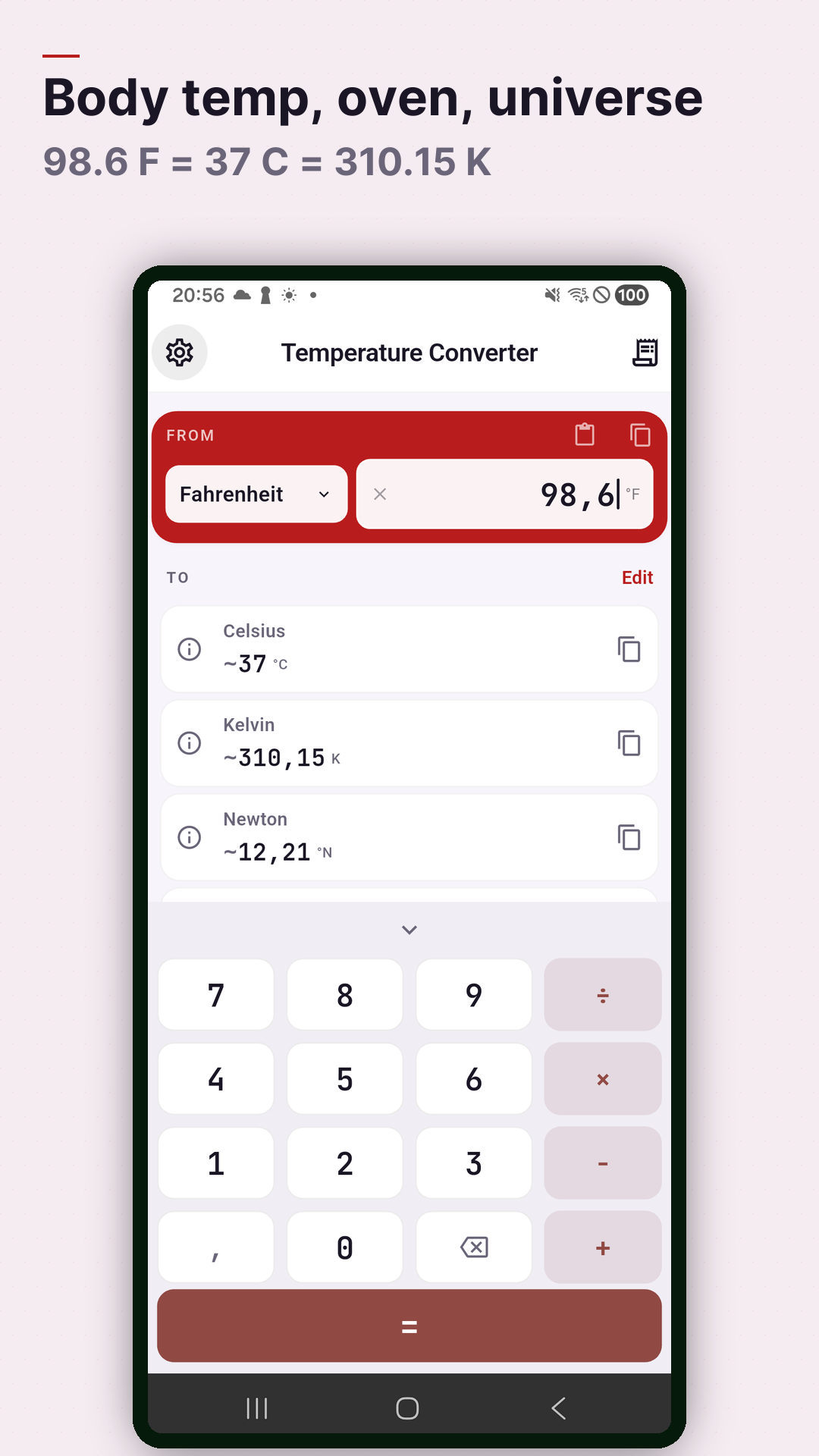 Screenshot Temperature Converter