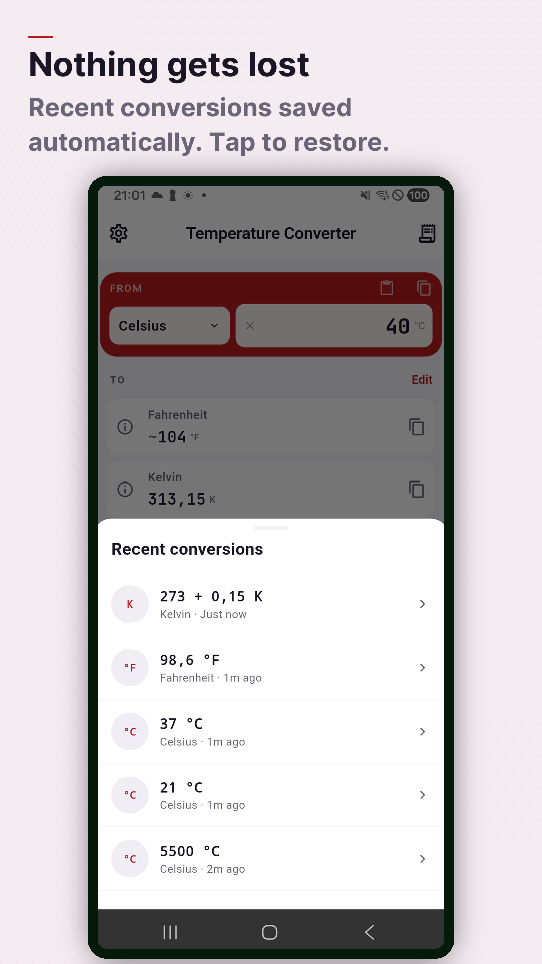 Screenshot Temperature Converter