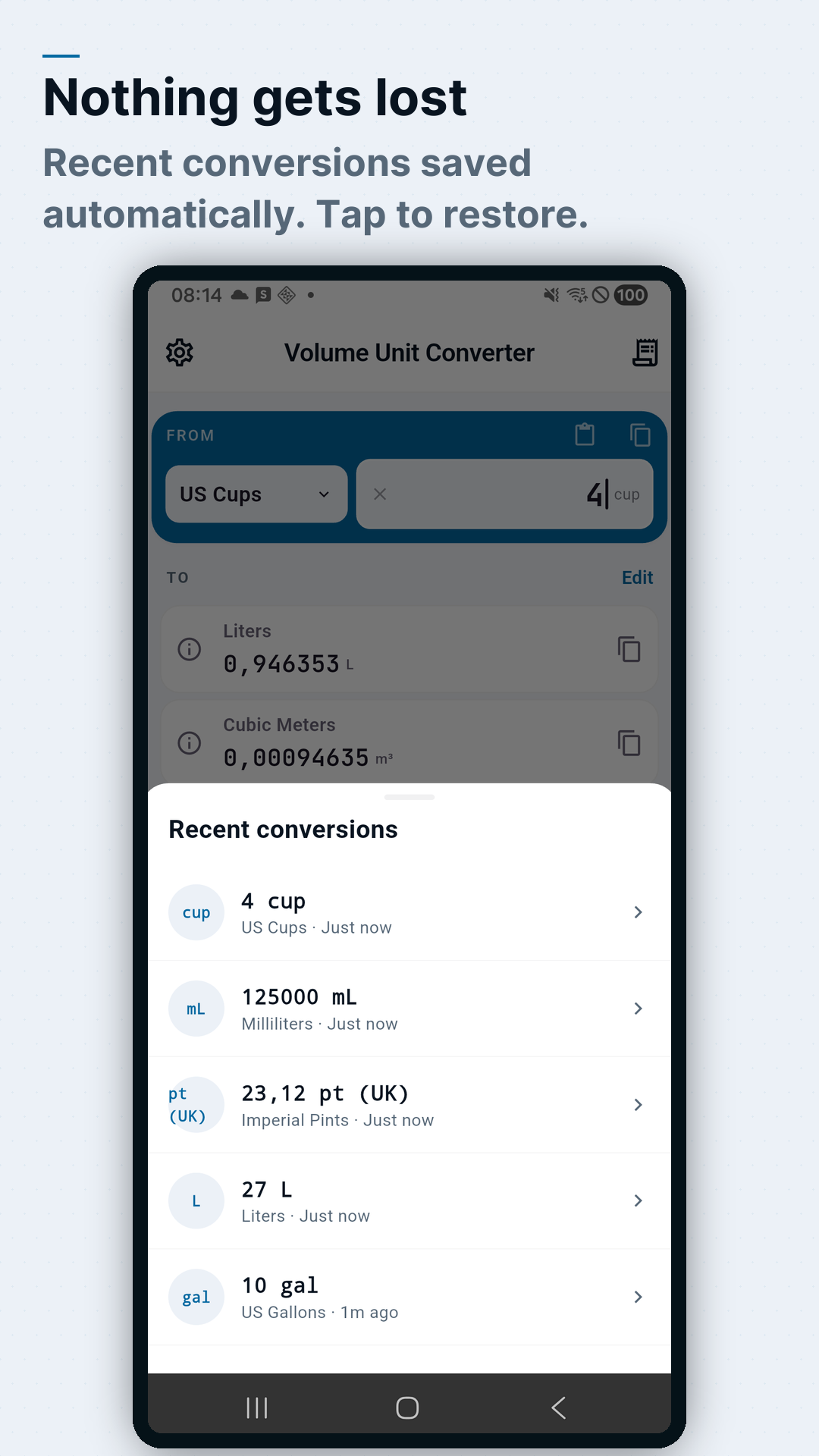 Screenshot Volume Converter