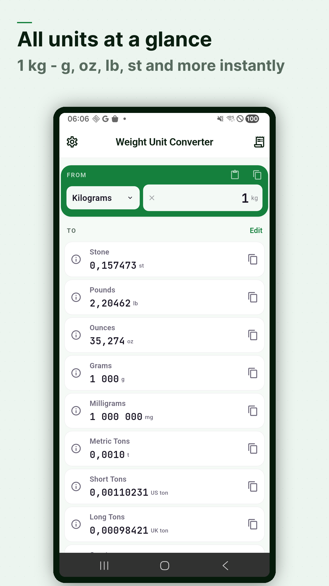 Screenshot Weight Converter