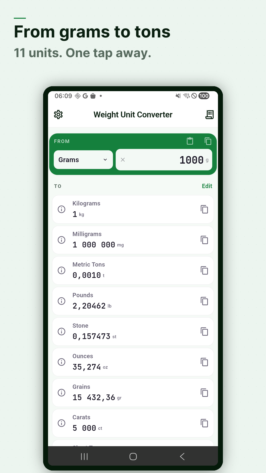 Screenshot Weight Converter