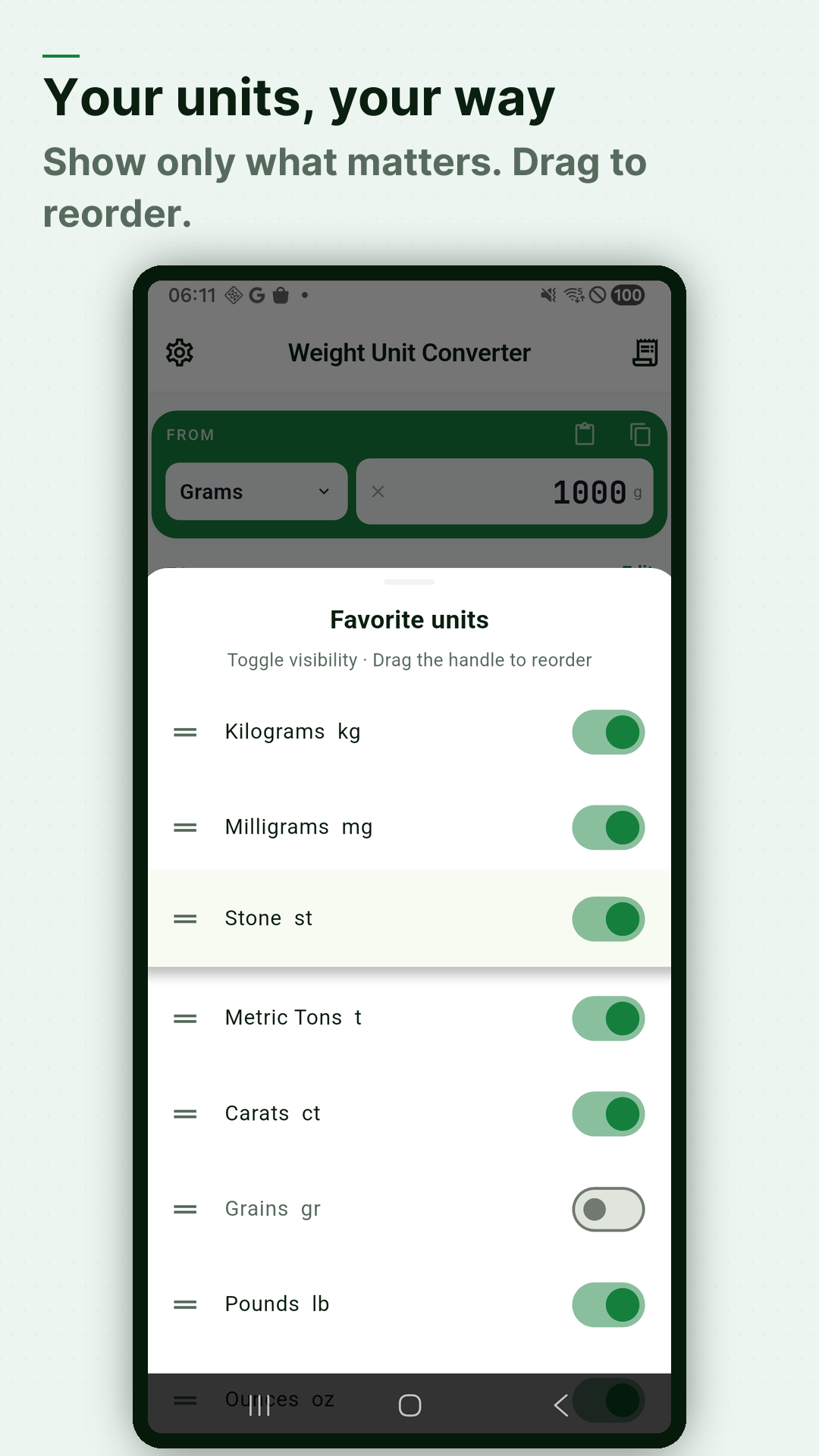Screenshot Weight Converter