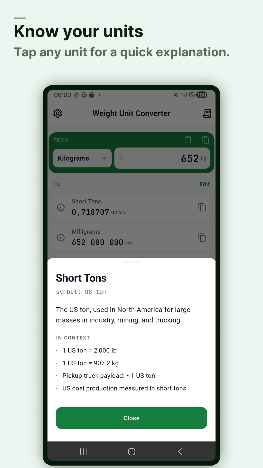 Screenshot Weight Converter