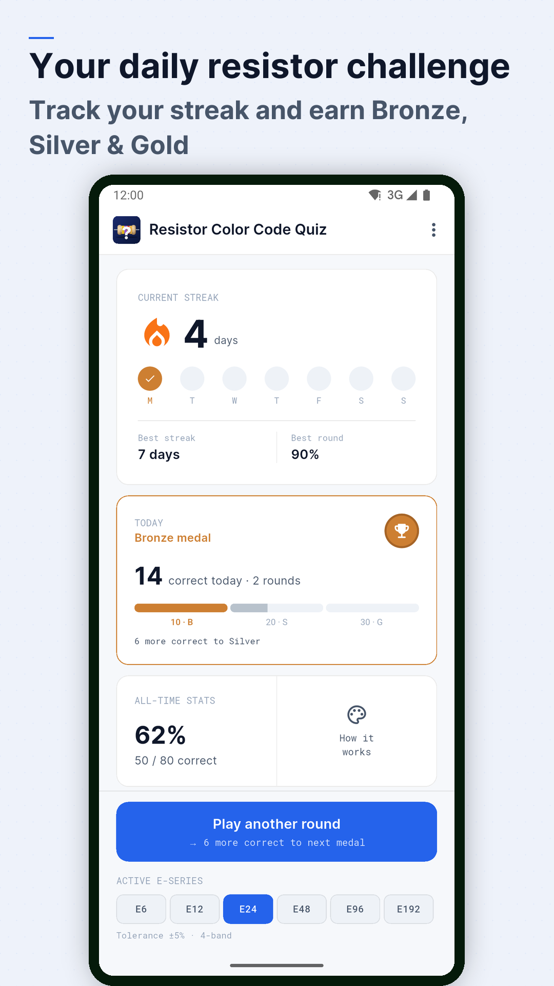 Screenshot Resistor Color Code Quiz