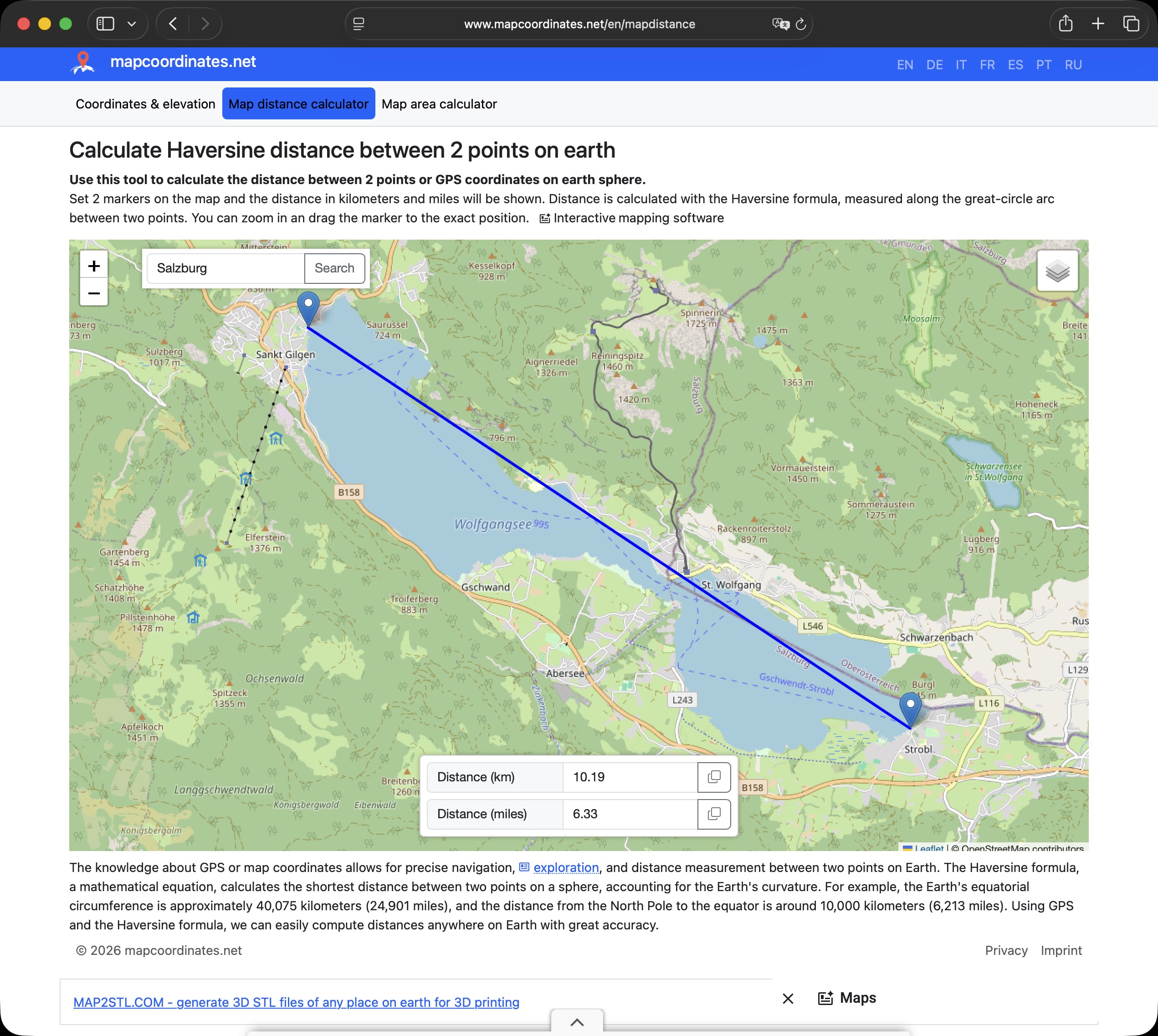 Screenshot mapcoordinates.net